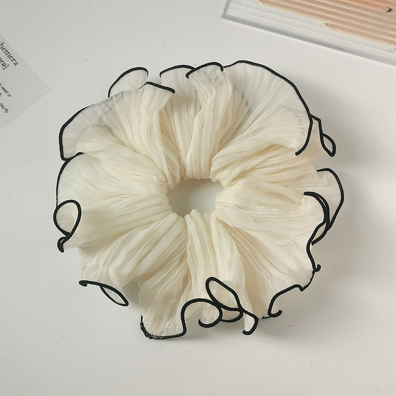 Wholesale Sweet Bow Thousand Gold Hair Ring Lace Double Gentle Rubber Tendon Fashion Embroidered Vintage Hair Rope Elegant